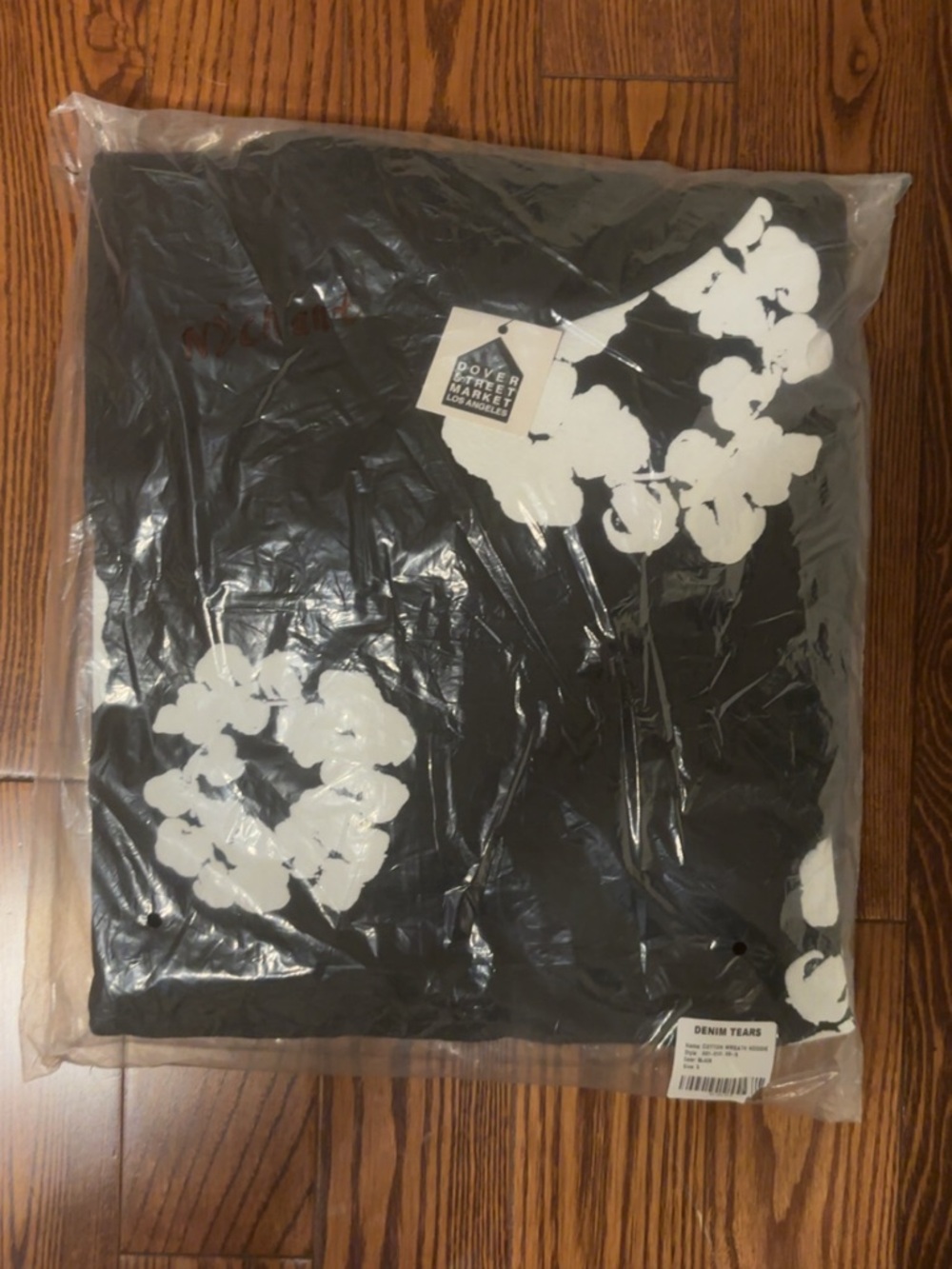 Dover Street Market Black Denim Tears hoodie  with White Floral Print